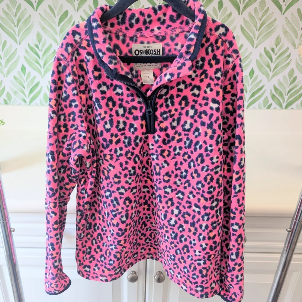 Oshkosh B'gosh Pink Fleece Quarter Zip Pullover Girl's 12